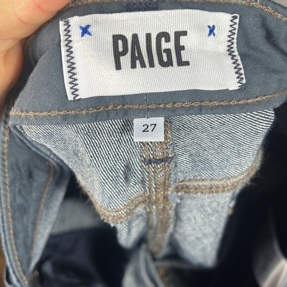 Paige Manhattan Elyse Slim Bootcut Mid Rise Jeans in Dark Wash. - Picture 8 of 10